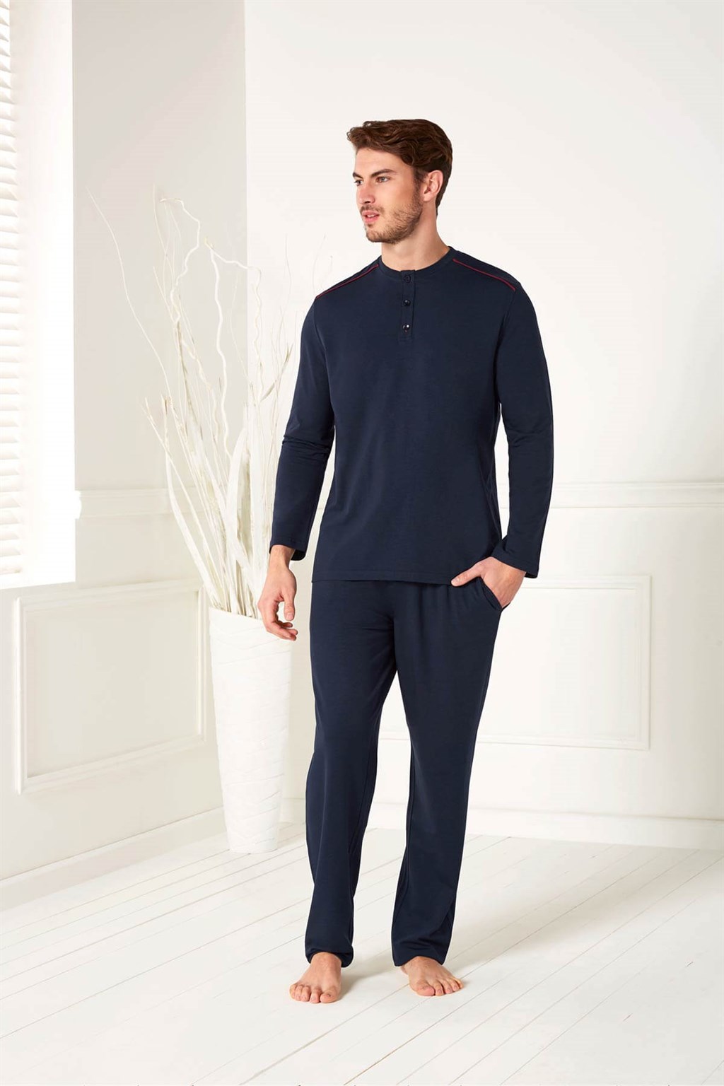 Doreanse Erkek Modal Uzun Kol Hırka T-Shirt Pijama Takımı 4500