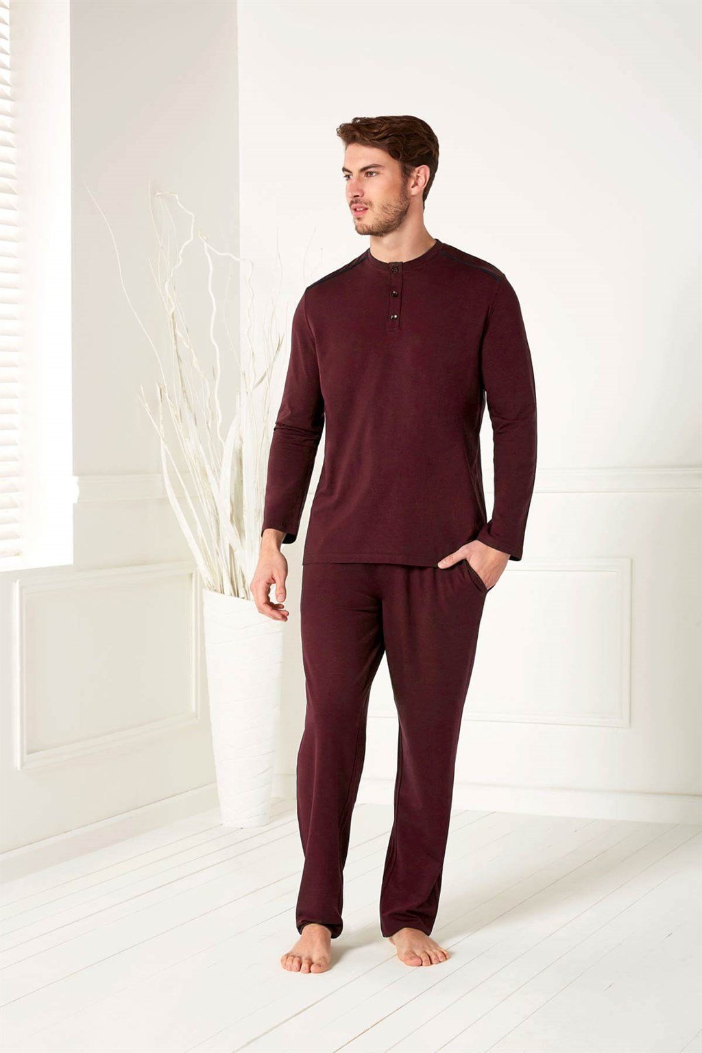 Doreanse Erkek Modal Uzun Kol Hırka T-Shirt Pijama Takımı 4500
