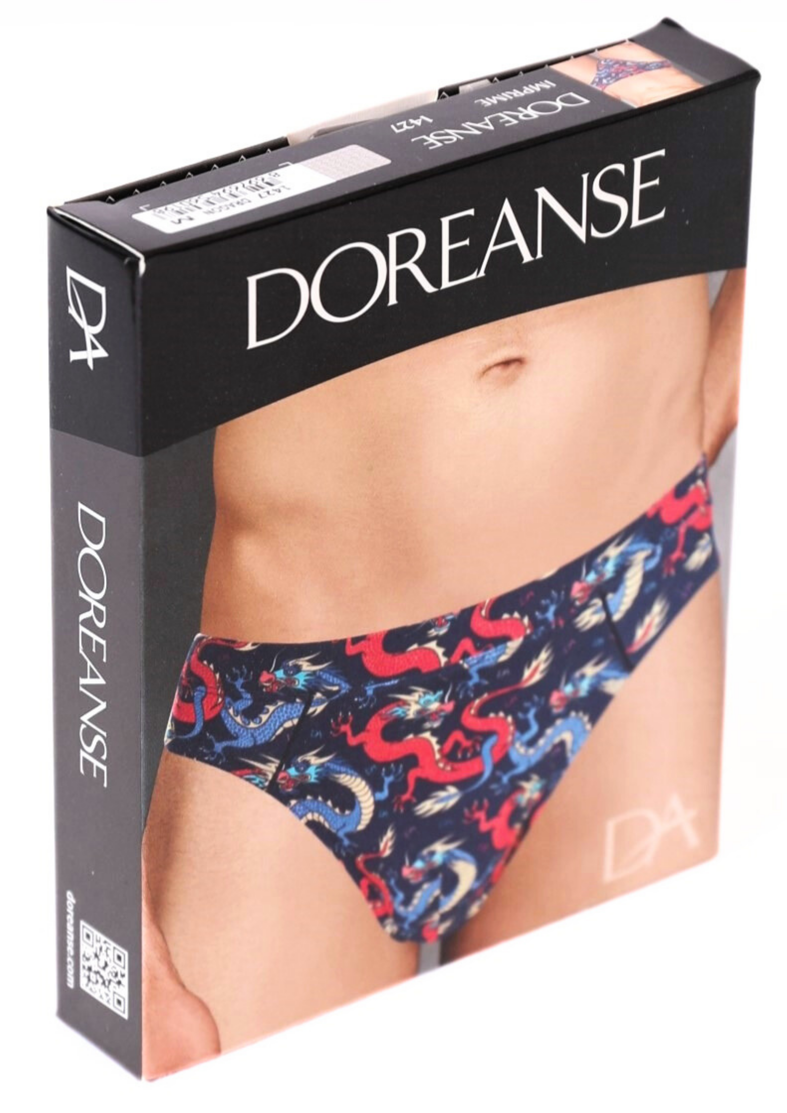 DOREANSE Erkek Renkli Ejderha Desenli Slip 1427