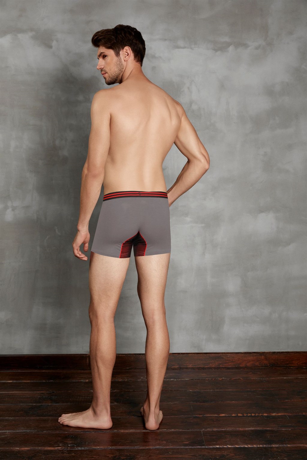 DOREANSE Erkek Siyah Kırmızı Detaylı Boxer 1752