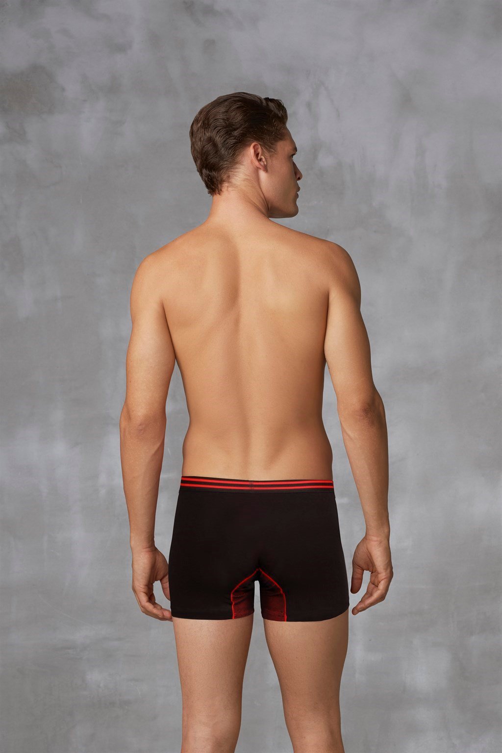 DOREANSE Erkek Siyah Kırmızı Detaylı Boxer 1752