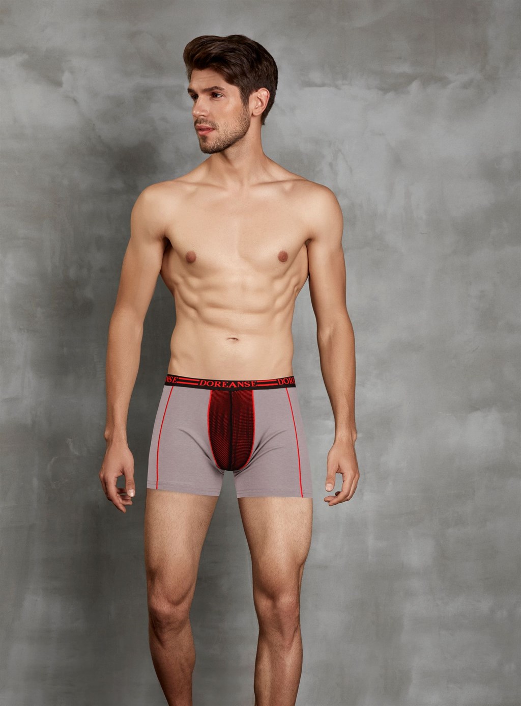 DOREANSE Erkek Siyah Kırmızı Detaylı Boxer 1752