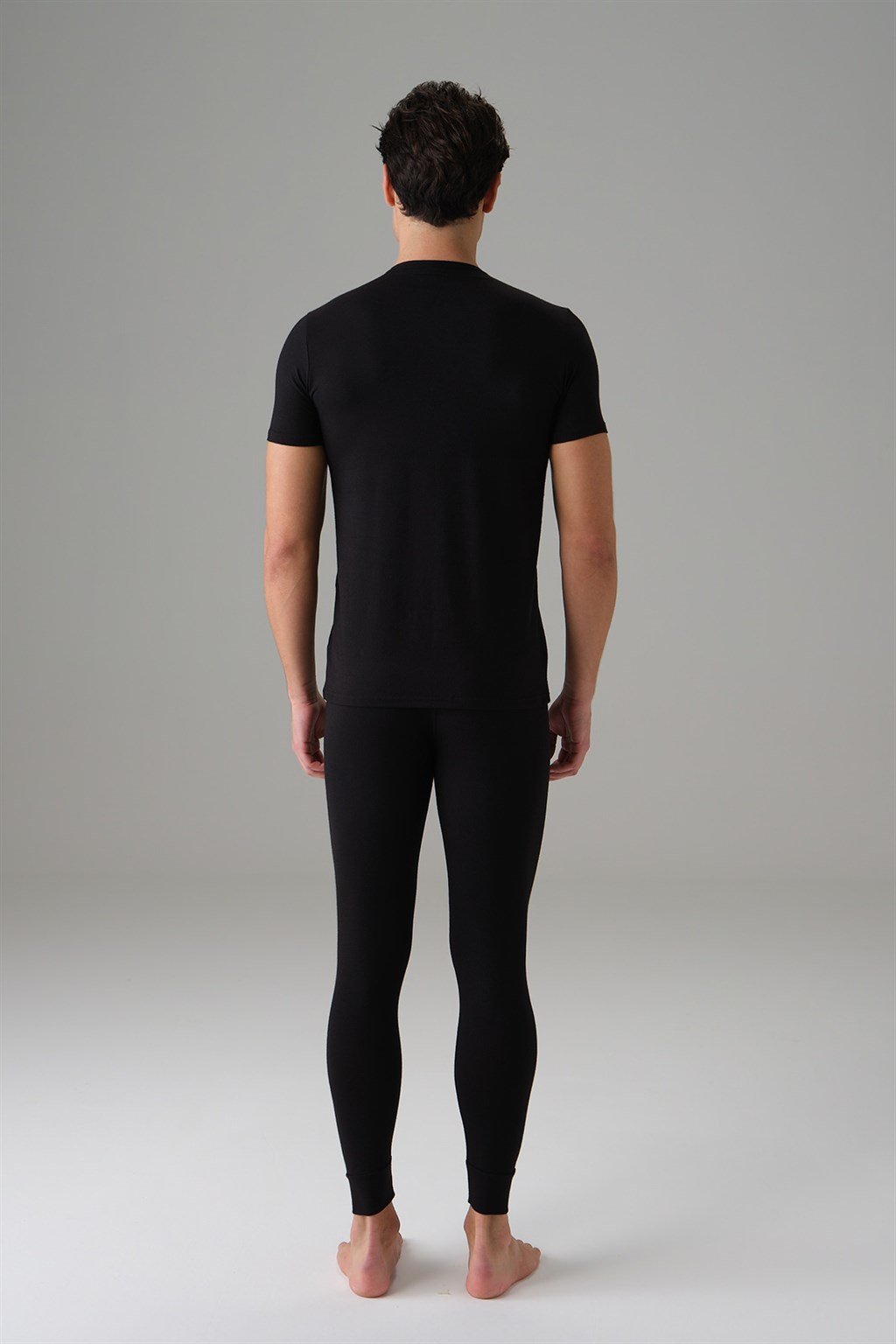 DOREANSE Erkek Siyah Viloft Kısa Kol Termal T-Shirt 2872