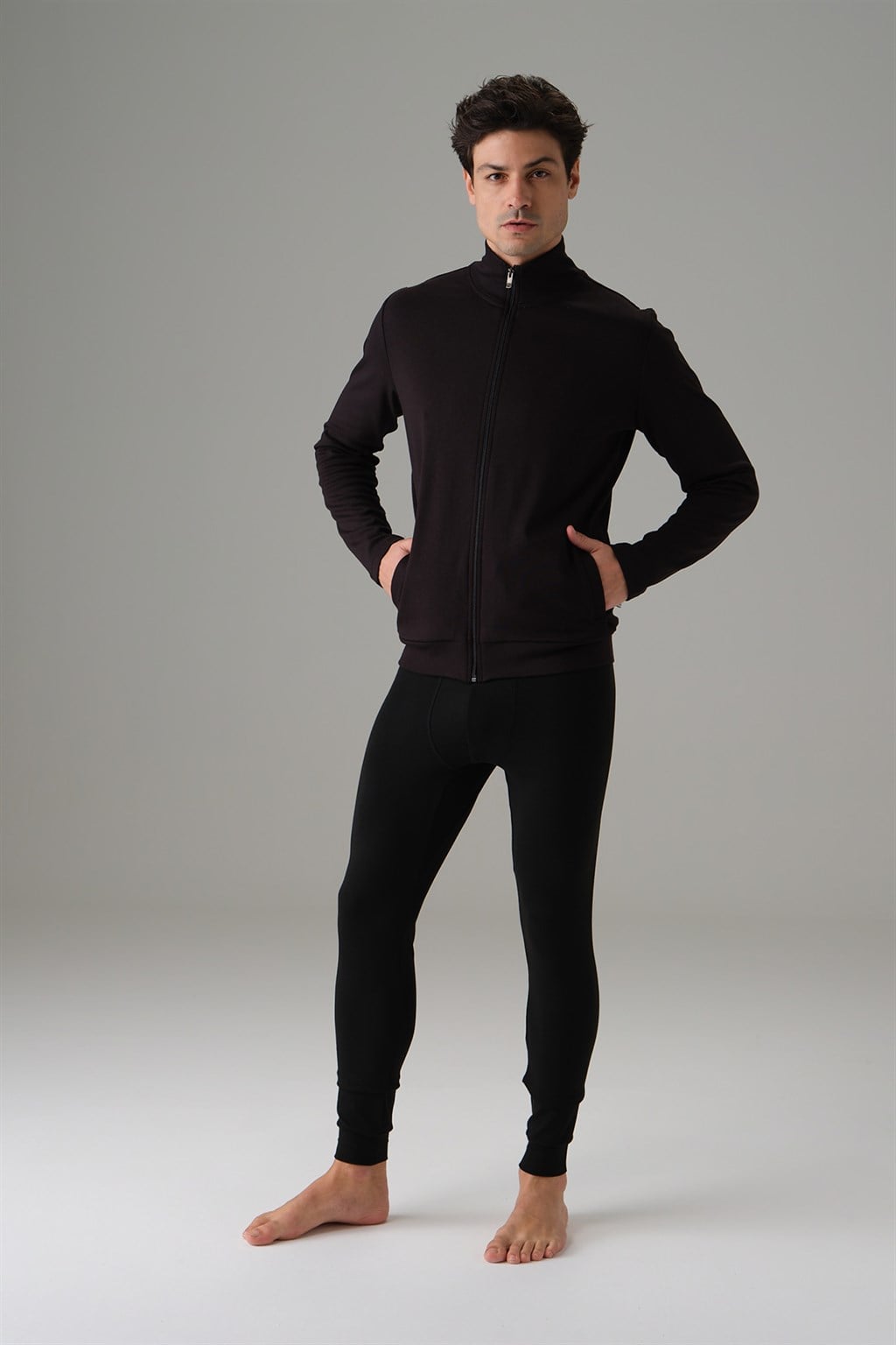DOREANSE Erkek Termal Viloft Dik Yaka Fermuarlı Sweatshirt 2895