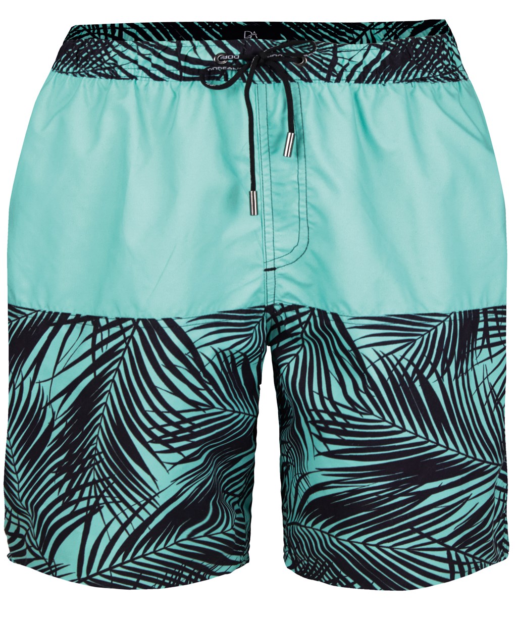 DOREANSE Erkek Turkuaz Palmiye Desenli Arka Cepli Uzun Şort Mayo 3824