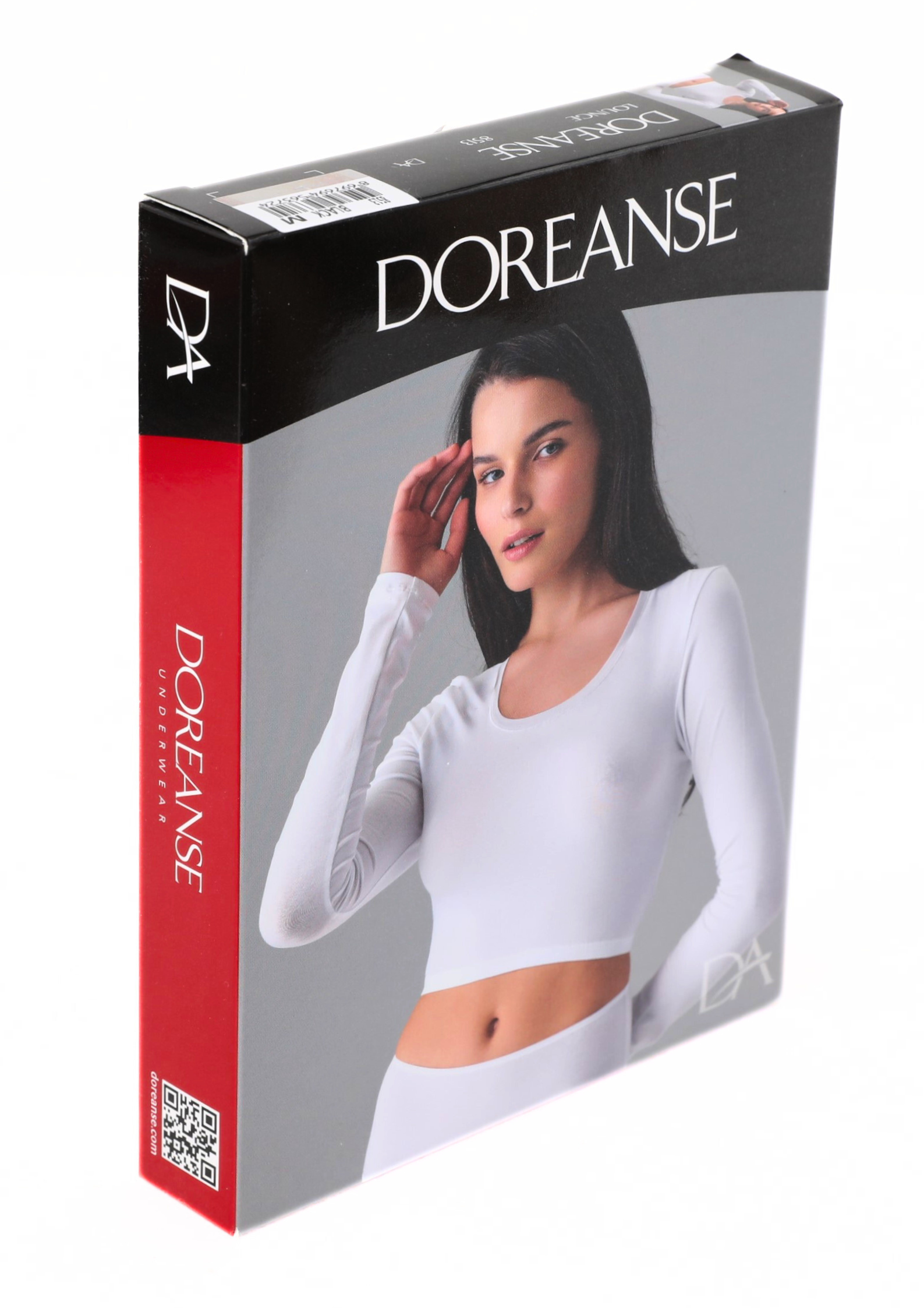 DOREANSE Kadın Basic Uzun Kol Crop T shirt 8513