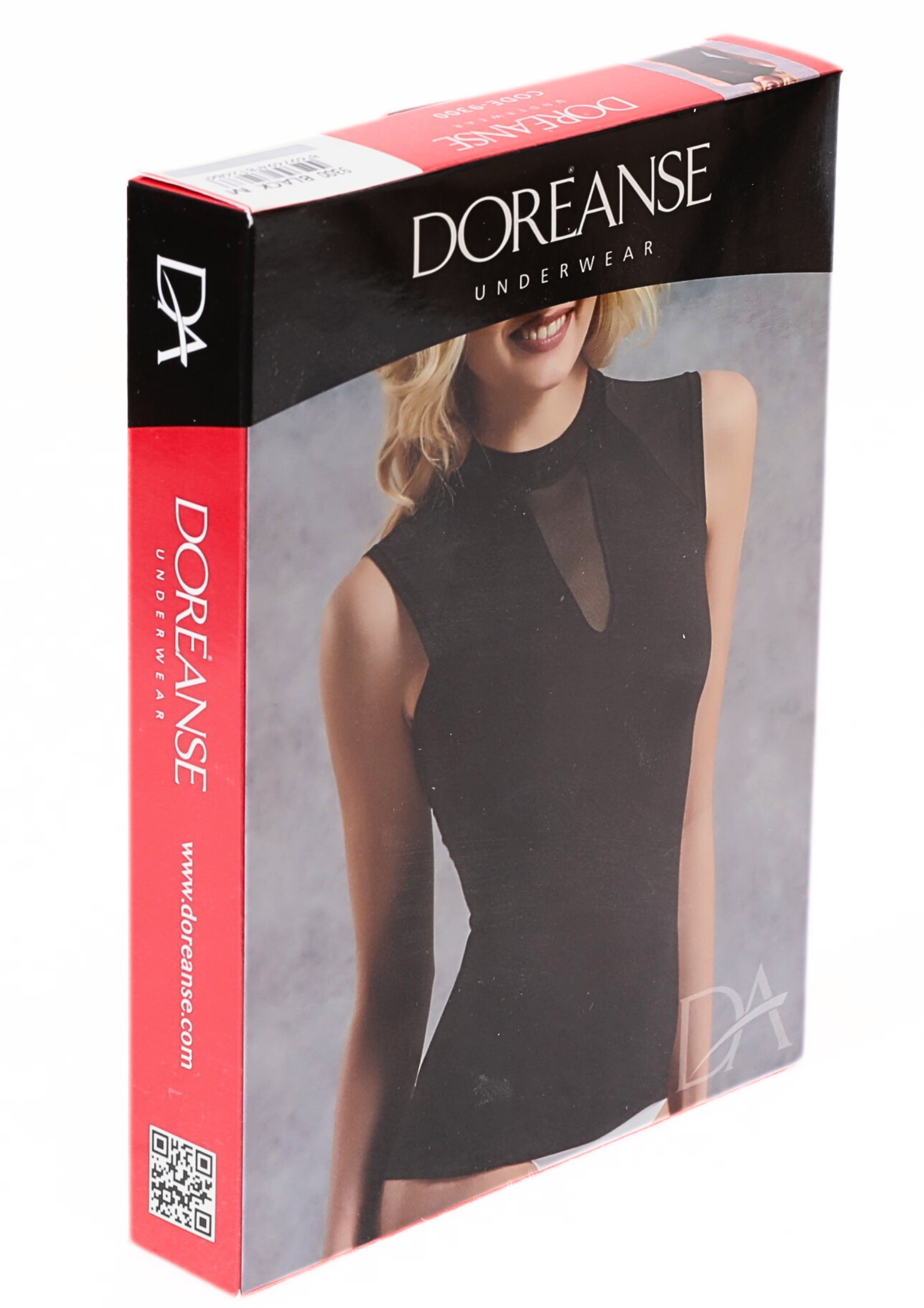 Doreanse Kadın Modal Bisiklet Yaka Tül Desen Sıfır Kol T Shirt 9300