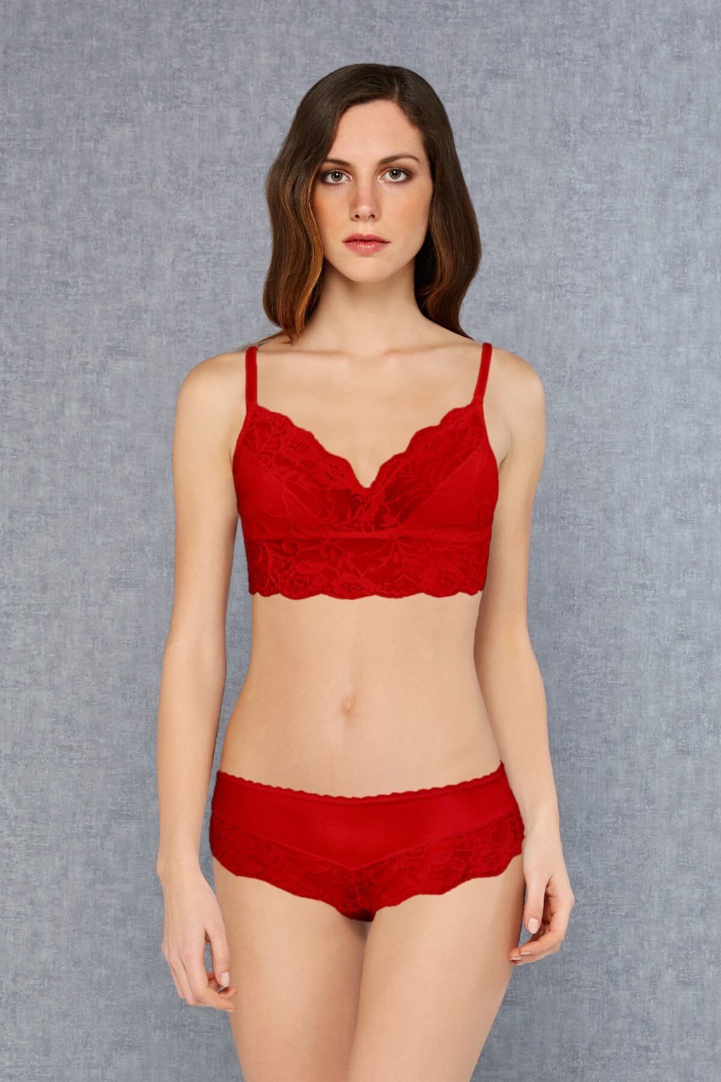 Doreanse Kadın Şık Dantelli Dolgusuz Bralet Sütyen Slip Takım 12432