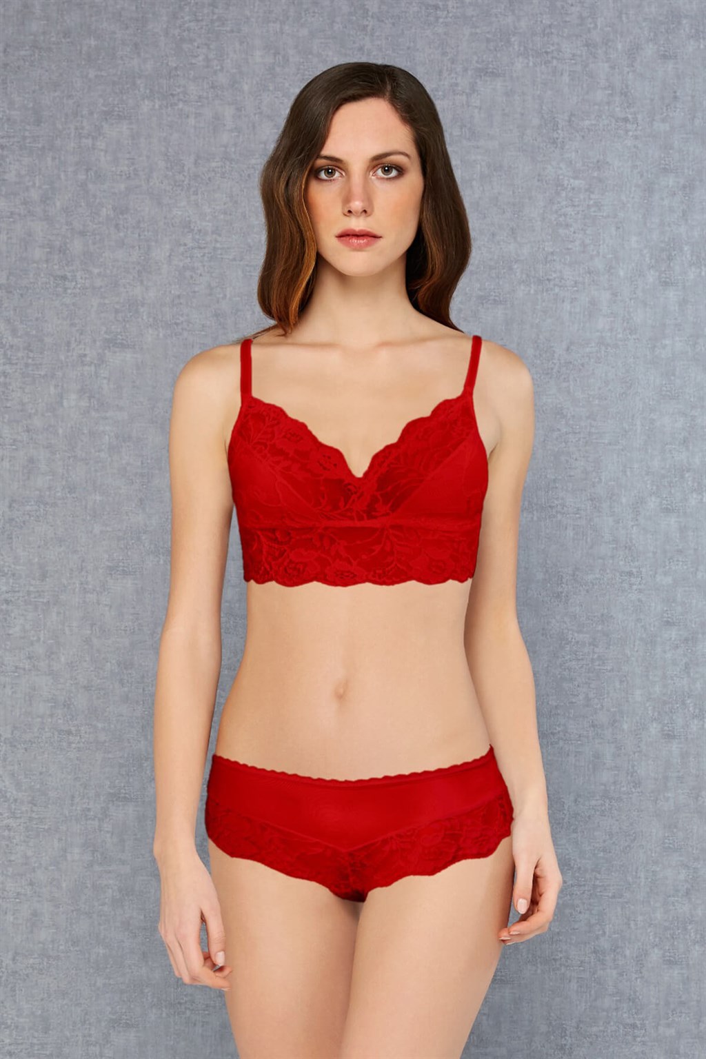 Doreanse Kadın Şık Dantelli Dolgusuz Bralet Sütyen Slip Takım 12432