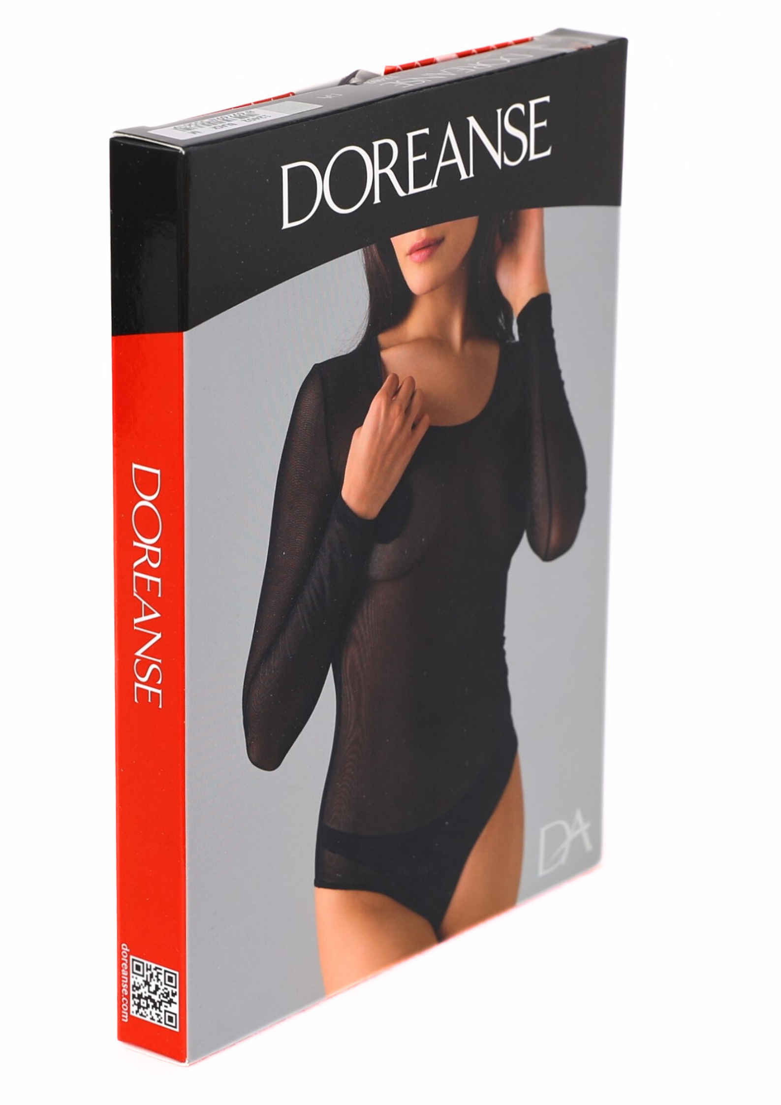 DOREANSE Kadın Transparan Bisiklet Yaka Uzun Kol Body 12402