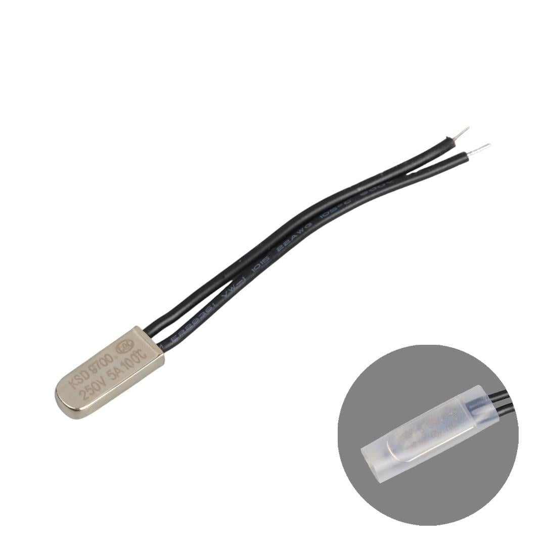 100°C 5A Kablolu Metal Gövdeli Termik Sigorta (Thermal Fuse)
