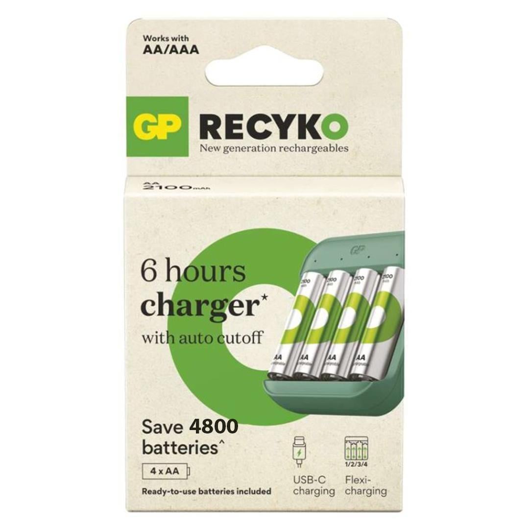 GP ReCyko B423 USB Pil Şarj Cihazı Seti -  4 Adet AA 2600mAh Yüksek Kapasiteli Şarjlı Pil Dahil