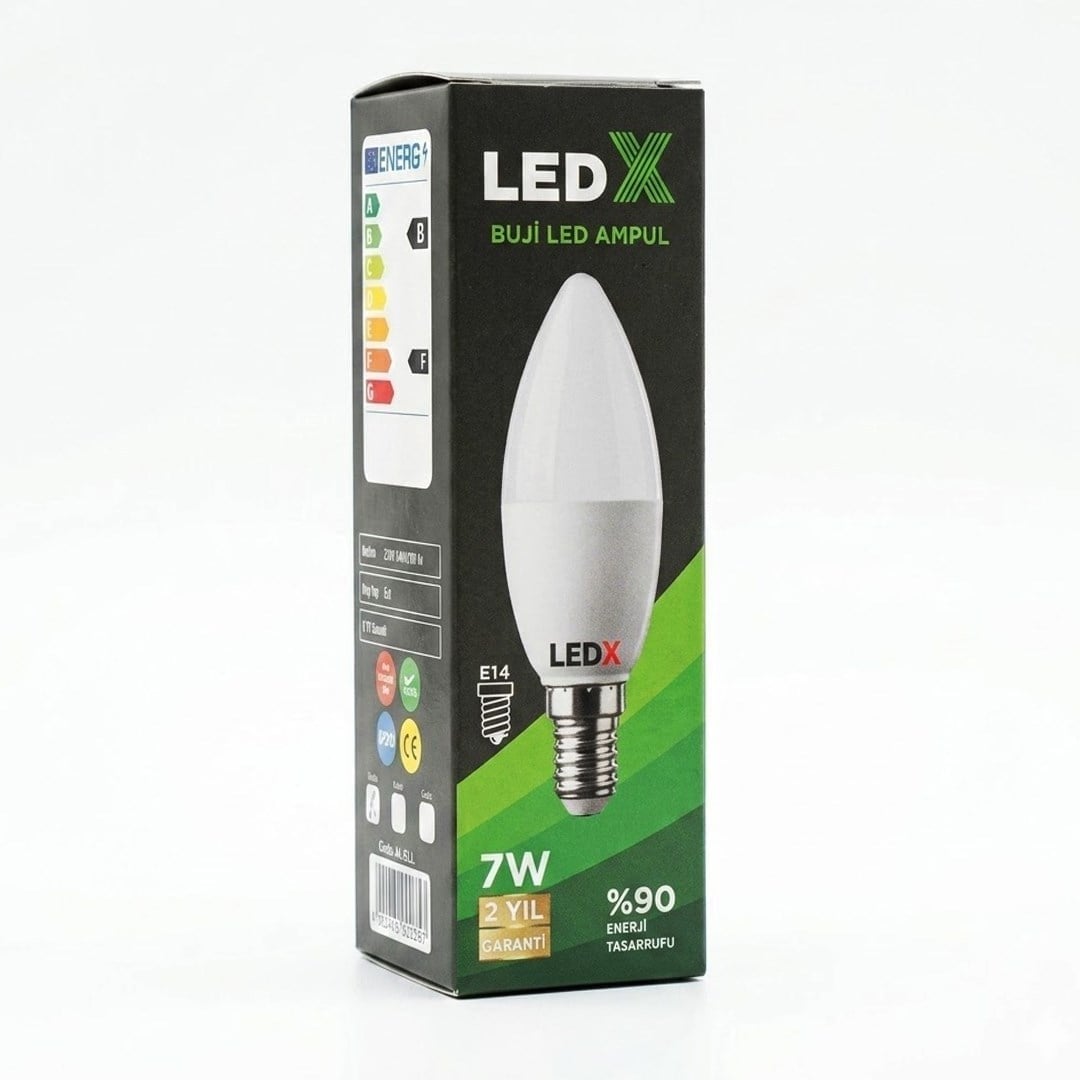 LedX AL-EEL İnce E14 Duy 7 Watt Beyaz Işık Buji LED Ampul
