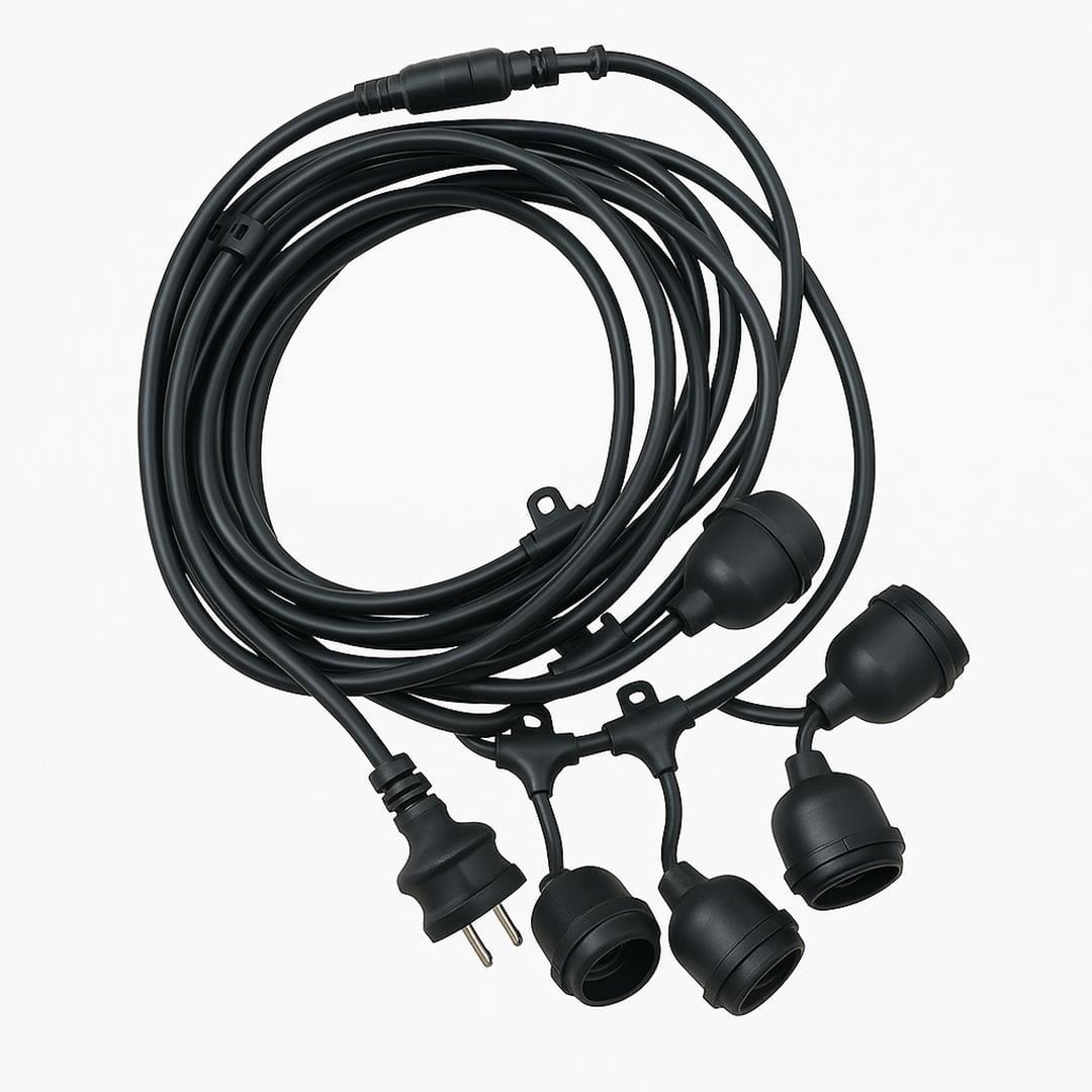 Ledx KB00001 5'li E27 Duy Sıralı 5 Metre Lamba Kablosu (5 Adet Duy İçerir)