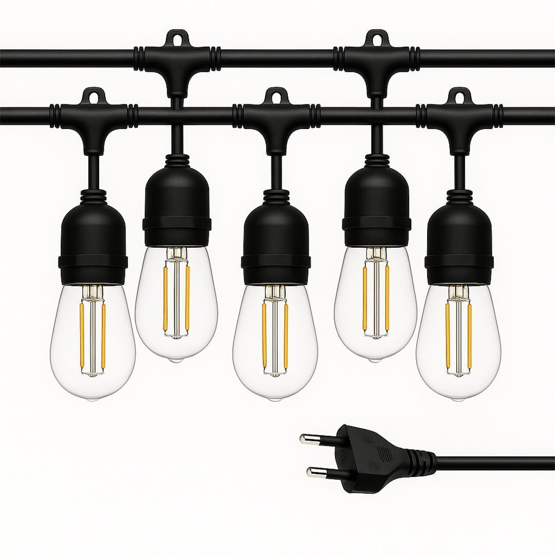 Ledx KB00001 5'li E27 Duy Sıralı 5 Metre Lamba Kablosu (5 Adet Duy İçerir)
