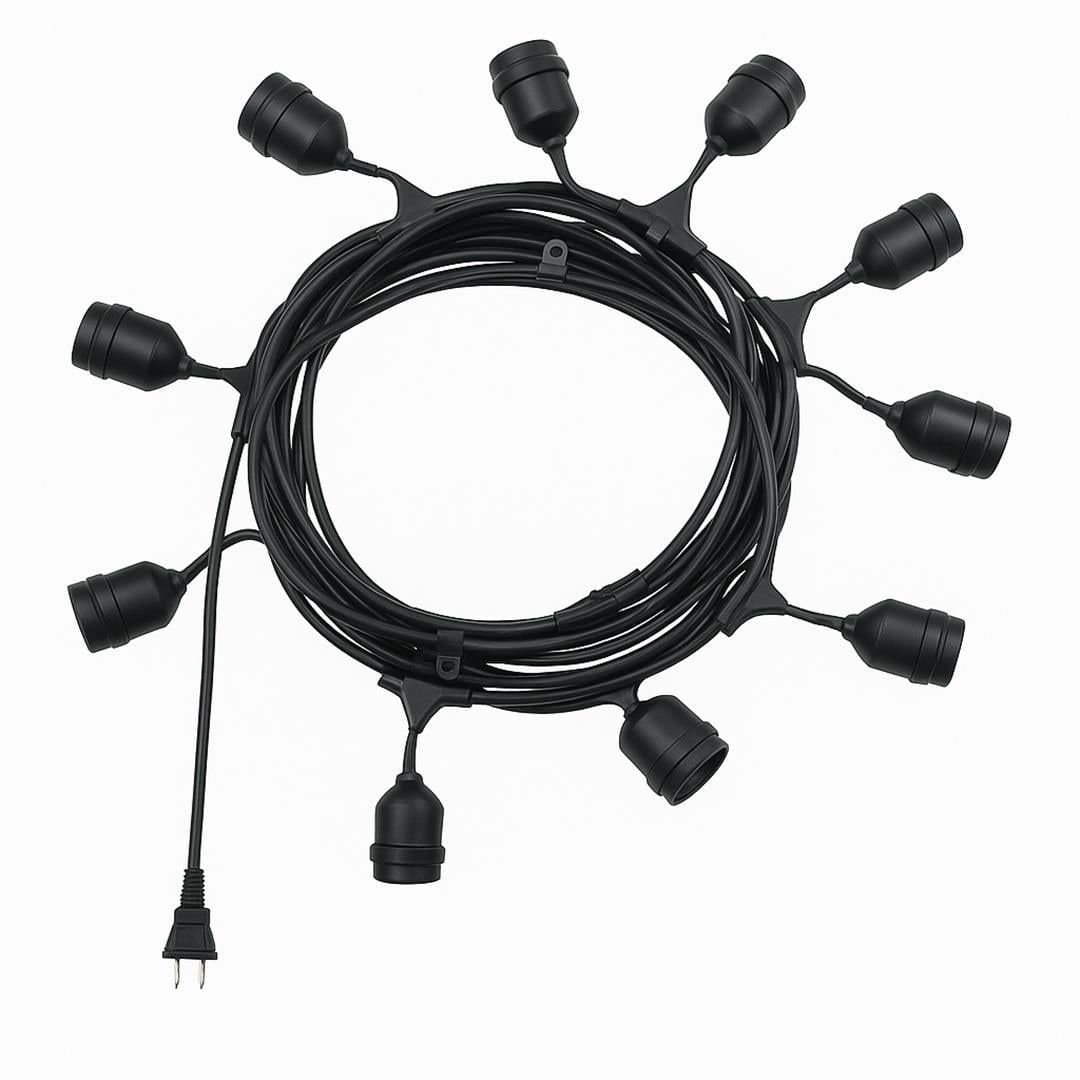 Ledx KB00002 10'lu E27 Duy Sıralı 10 Metre Lamba Kablosu (10 Adet Duy İçerir)