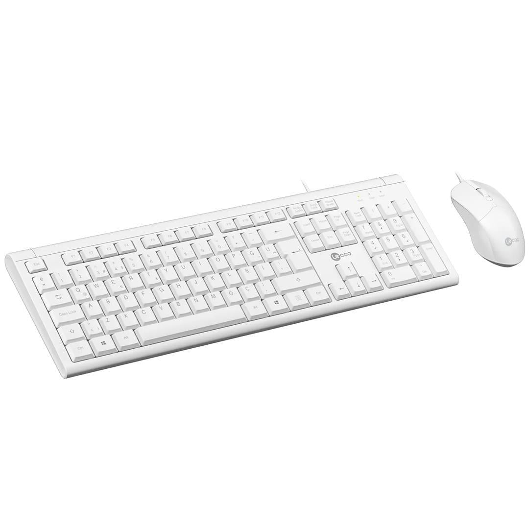 Lenovo Lecoo CM101 USB Kablolu Türkçe Q Klavye - Mouse Set Beyaz