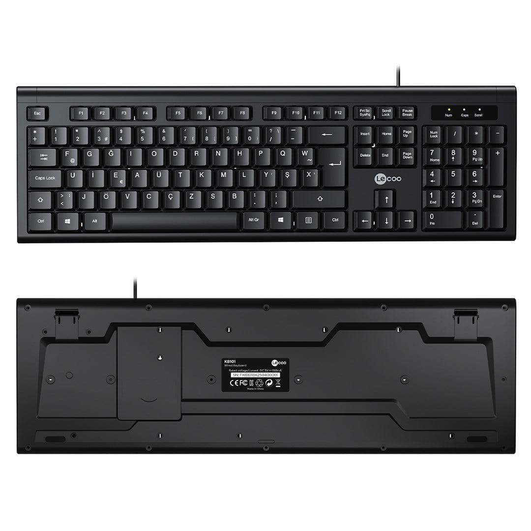 Lenovo Lecoo KB101 USB Kablolu Siyah Türkçe F Klavye (Numpadli)
