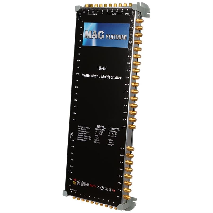 MAG Platinum MP 10/48 Multiswitch - 10 Giriş 48 Çıkışlı Merkezi Uydu Santrali Hybrid 4K ve 3D Destekli