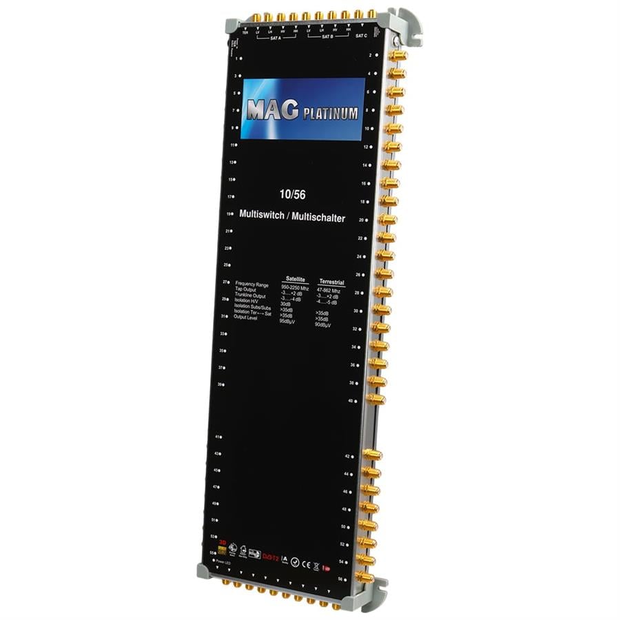 MAG Platinum MP 10/56 Multiswitch - 10 Giriş 56 Çıkışlı Merkezi Uydu Santrali Hybrid 4K ve 3D Destekli