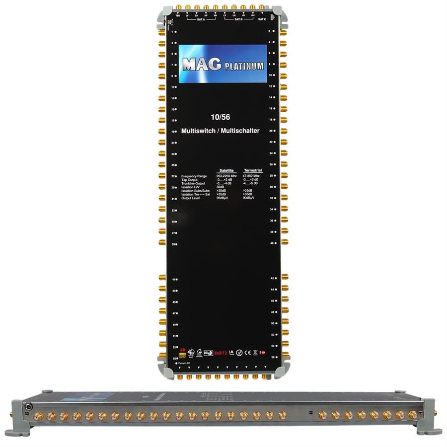 MAG Platinum MP 10/56 Multiswitch - 10 Giriş 56 Çıkışlı Merkezi Uydu Santrali Hybrid 4K ve 3D Destekli