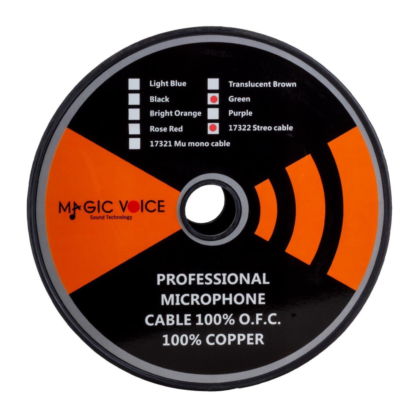 MagicVoice B96 Profesyonel 2 Damarlı Blendajlı Enstrüman Mikrofon Kablosu Stereo 100 Metre (Yeşil)