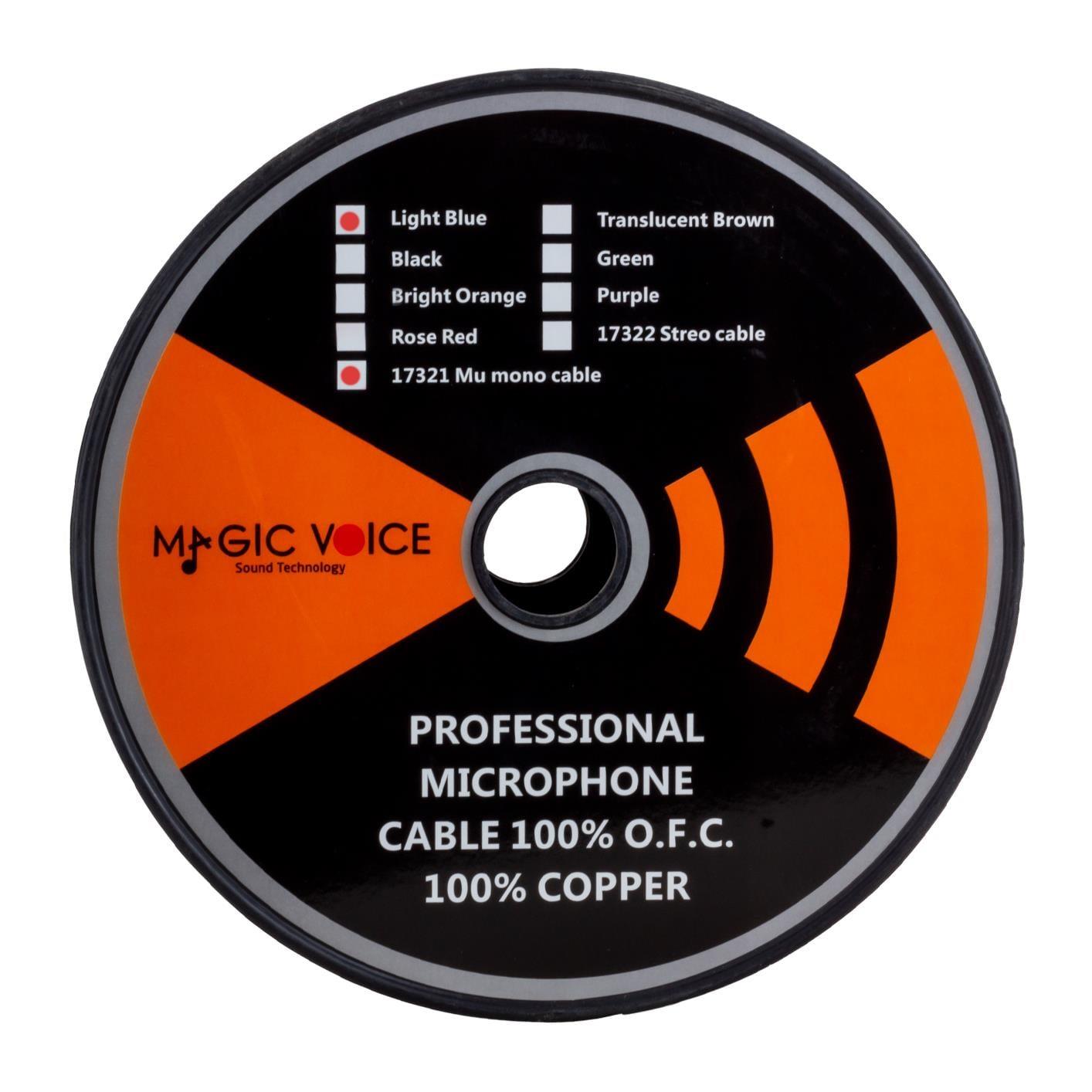 MagicVoice B96 Profesyonel Tek Damarlı Blendajlı Enstrüman Mikrofon Kablosu Mono 100 Metre (Açık Mavi)