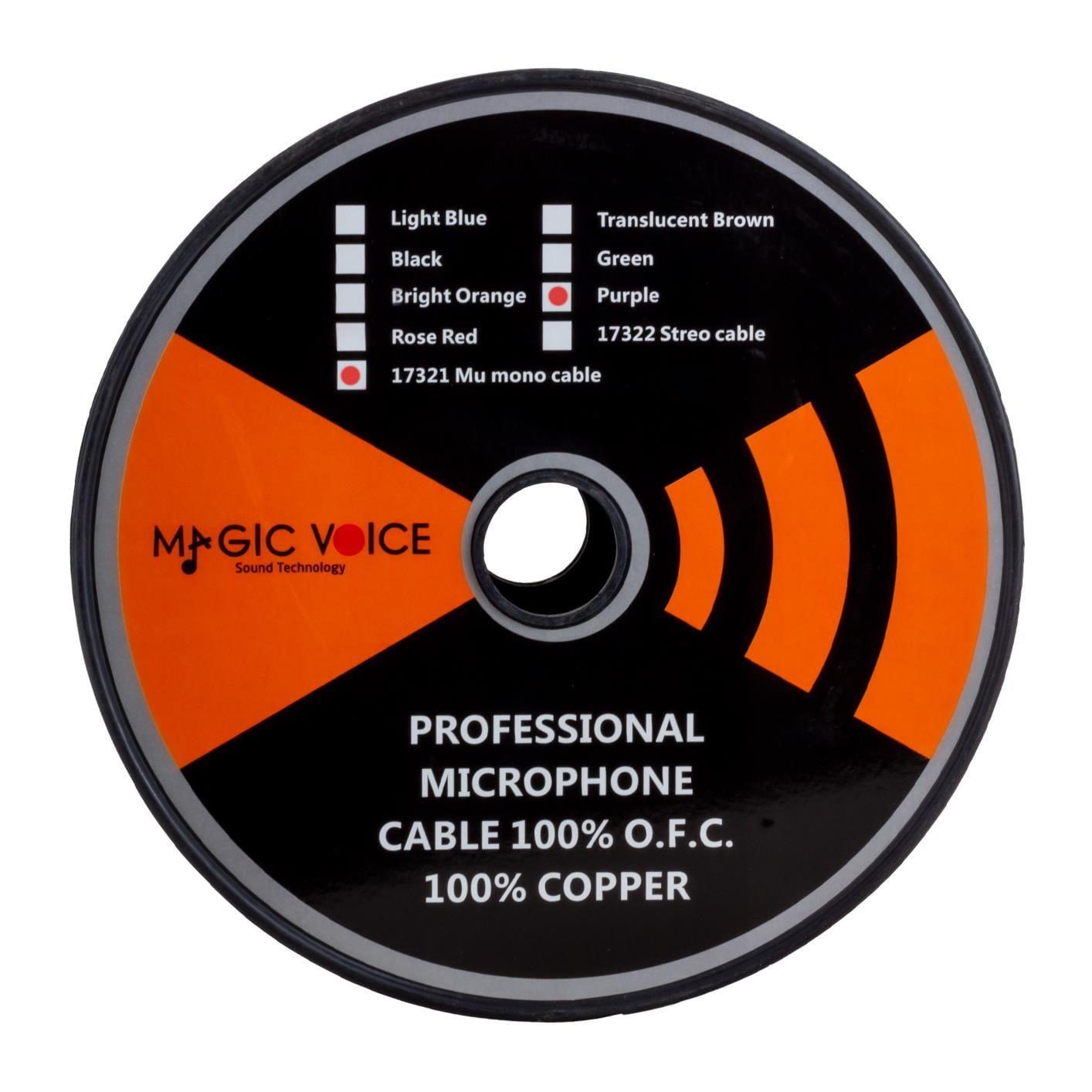 MagicVoice B96 Profesyonel Tek Damarlı Blendajlı Enstrüman Mikrofon Kablosu Mono 100 Metre (Mor)