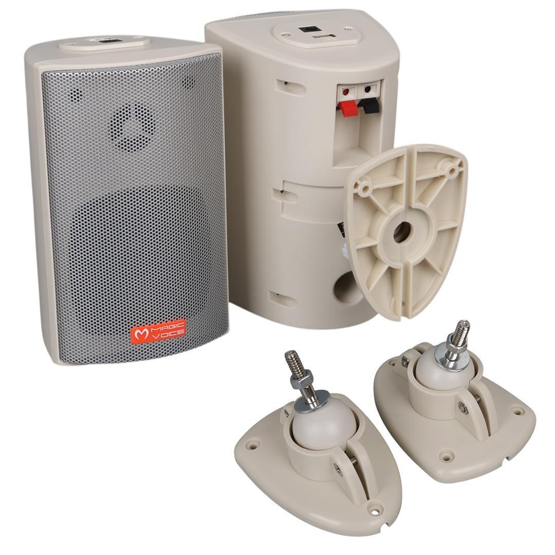 MagicVoice MV-16 7.5 CM 30 Watt Komütatörlü Hat Trafolu Beyaz Sütun Hoparlör (2'li Takım)