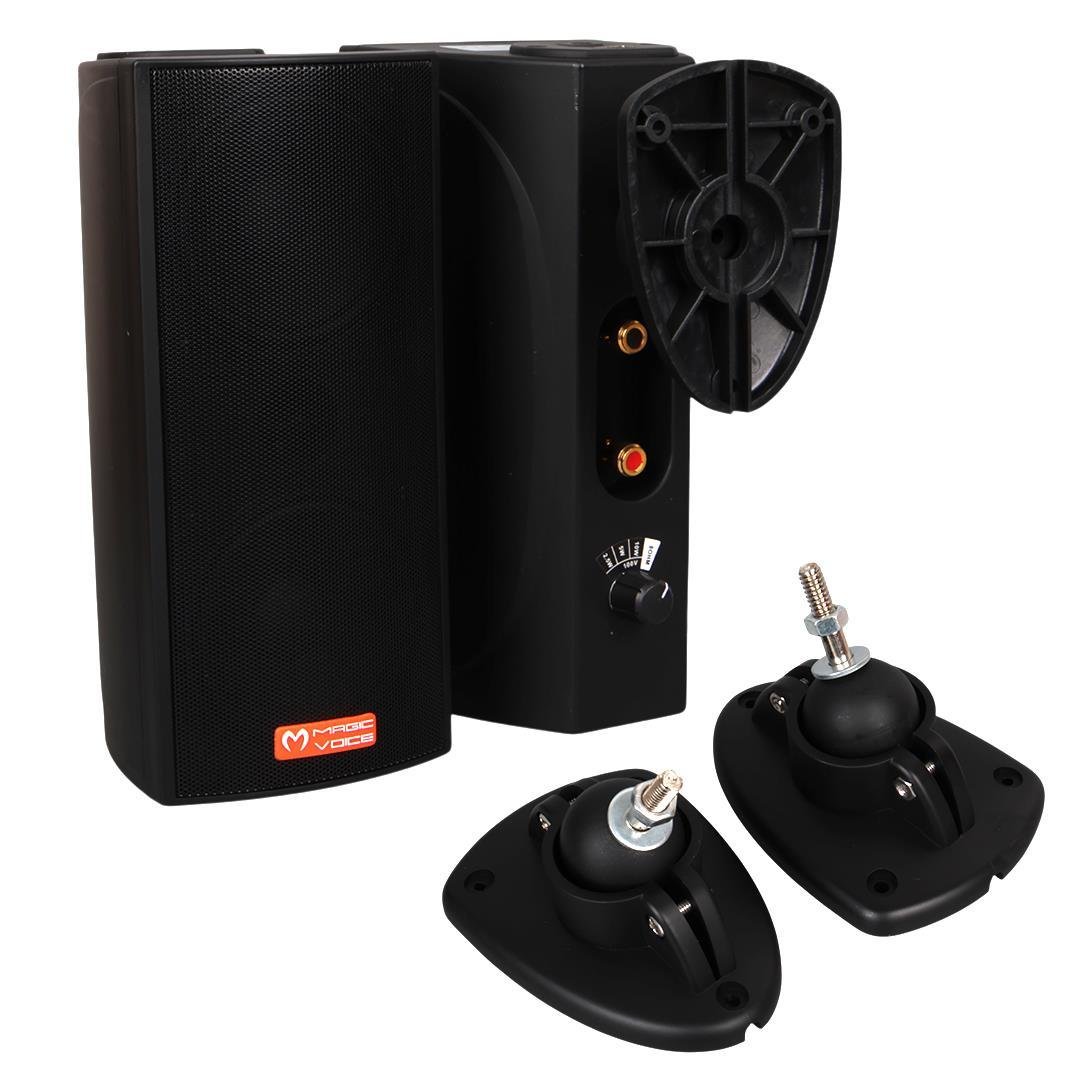 MagicVoice MV-19 2x7.5 CM 40 Watt Komütatörlü Hat Trafolu Siyah Sütun Hoparlör (2'li Takım)