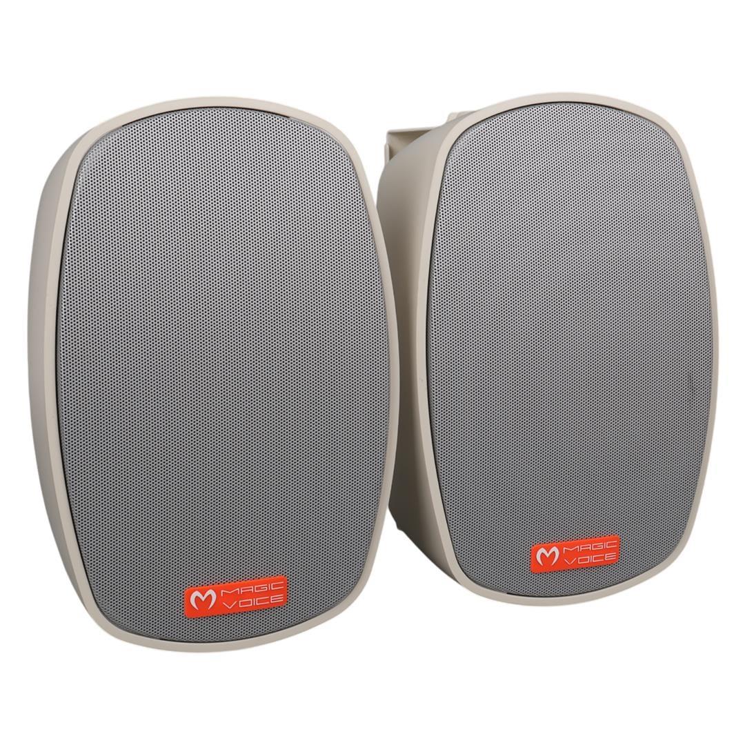 MagicVoice MV-22 12 CM 40 Watt Komütatörlü Hat Trafolu Krem Beyaz Sütun Hoparlör (2'li Takım)