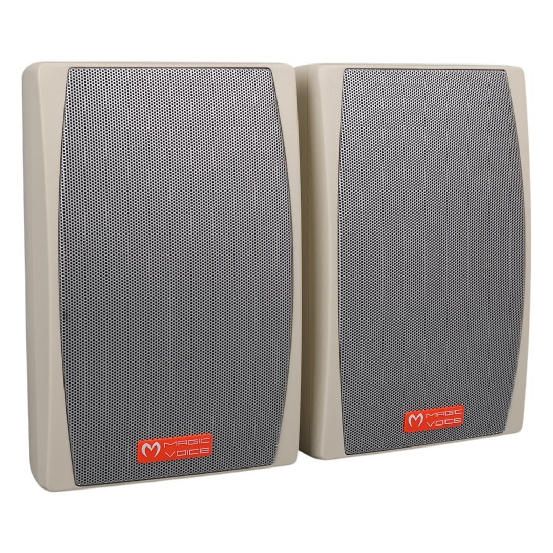 MagicVoice MV-24 13 CM 50 Watt Komütatörlü Hat Trafolu Krem Beyaz Sütun Hoparlör (2'li Takım)