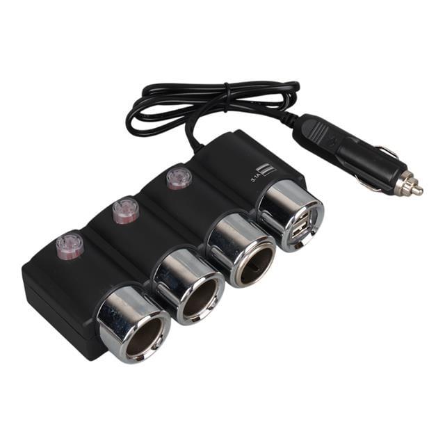 Olesson 1508 12-24V Çift USB Girişli 120W 80Cm Kablolu 3'Lü Araç Çakmak Çoklayıcı