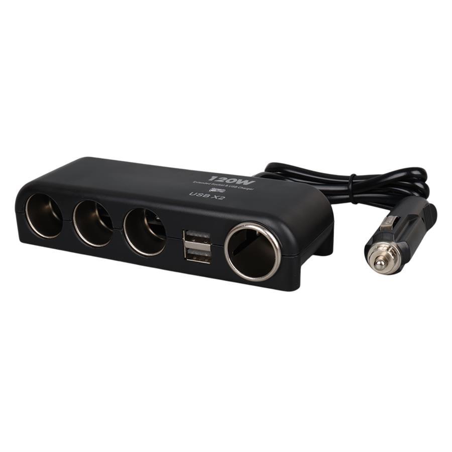 Olesson 1525 12-24V Çift USB'LI 120W 80cm Kablolu 4'LÜ Araç Çakmak Çoklayıcı