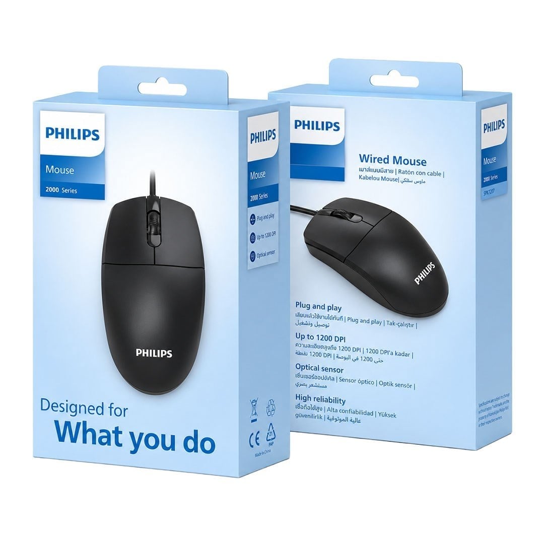 Philips SPK7247B/38 2000 Serisi 1200 DPI USB Optik Kablolu Mouse