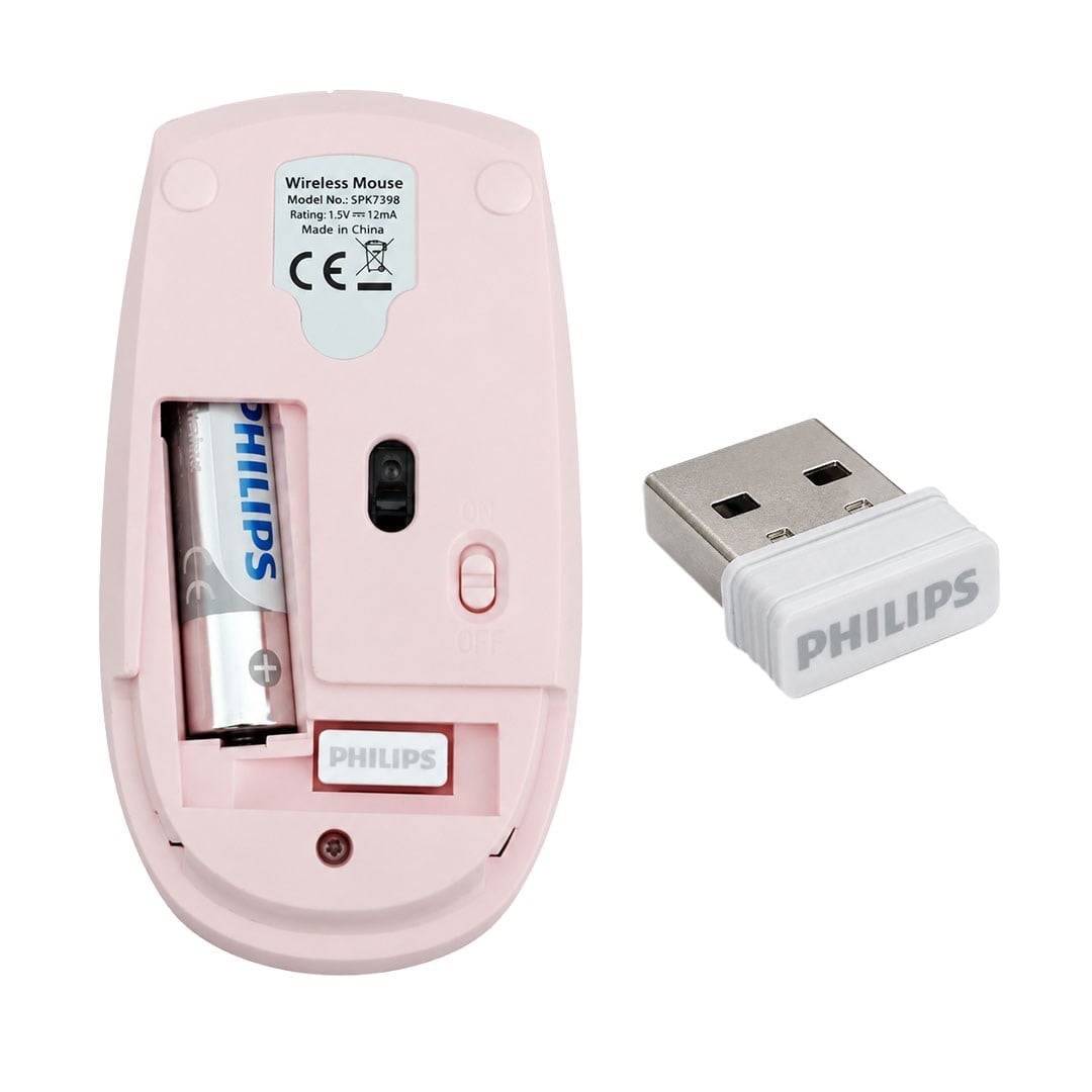 Philips SPK7398P 1600 DPI Sessiz Tıklama Pembe Kablosuz Ofis Mouse