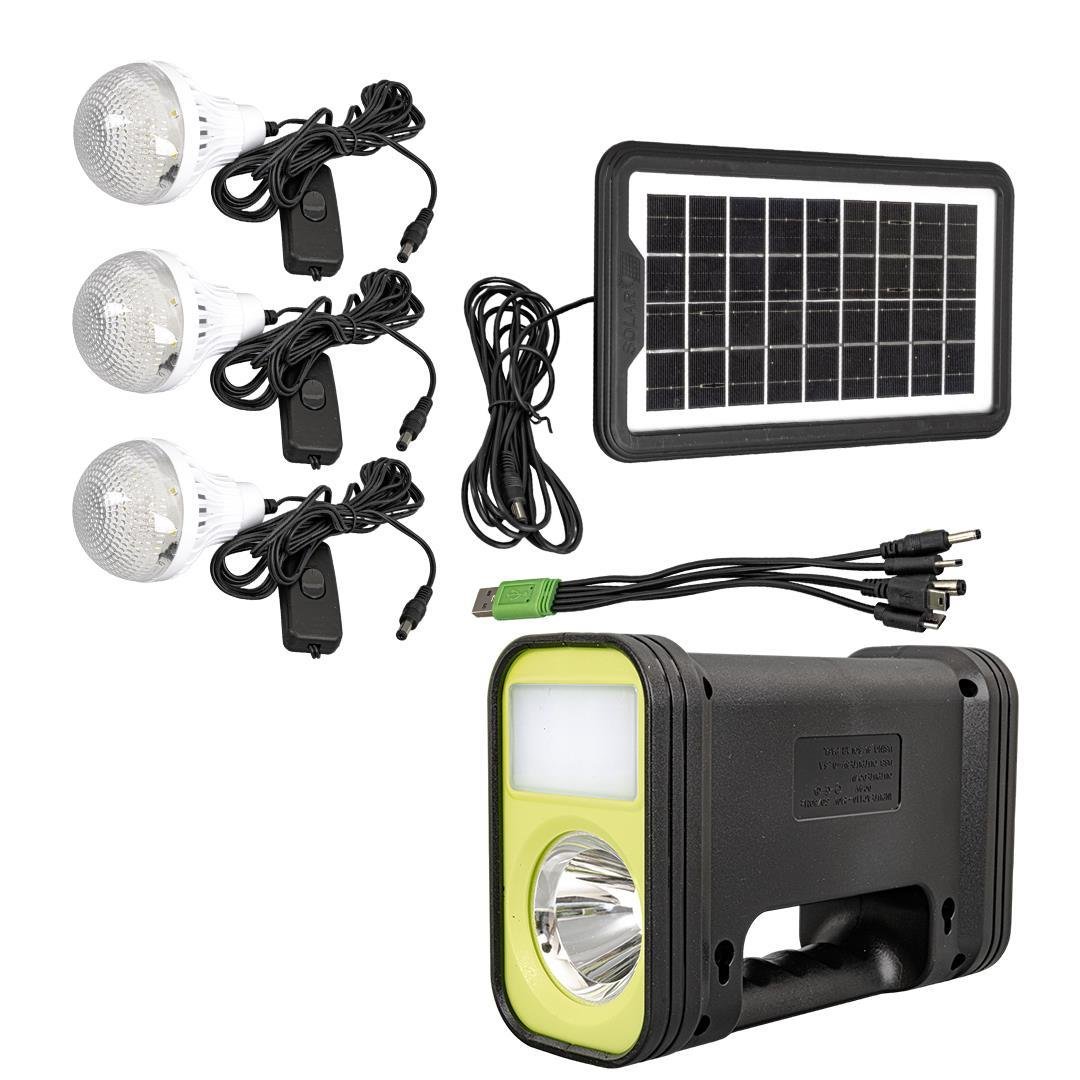 Powermaster GD-12 Akülü Solar Panelli 3 Ampullü Solar Işıldak Fener