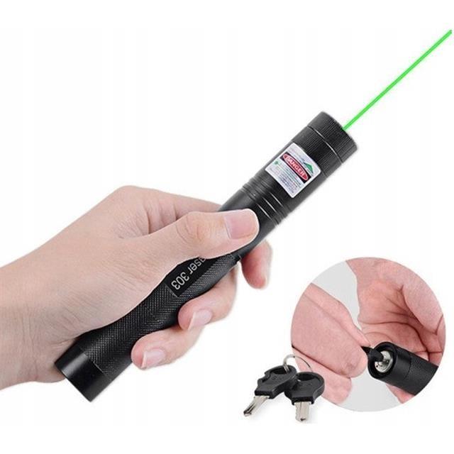 Powermaster OM-120118650 Pilli Şarjlı Anahtar Emniyetli Yeşil Lazer Pointer (50 KM)