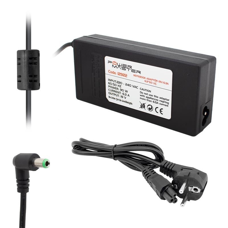 Powermaster PM-12922 Toshiba Uyumlu 19V 6.3A Notebook Adaptörü 6.3x3.0mm Uçlu Şarj Cihazı