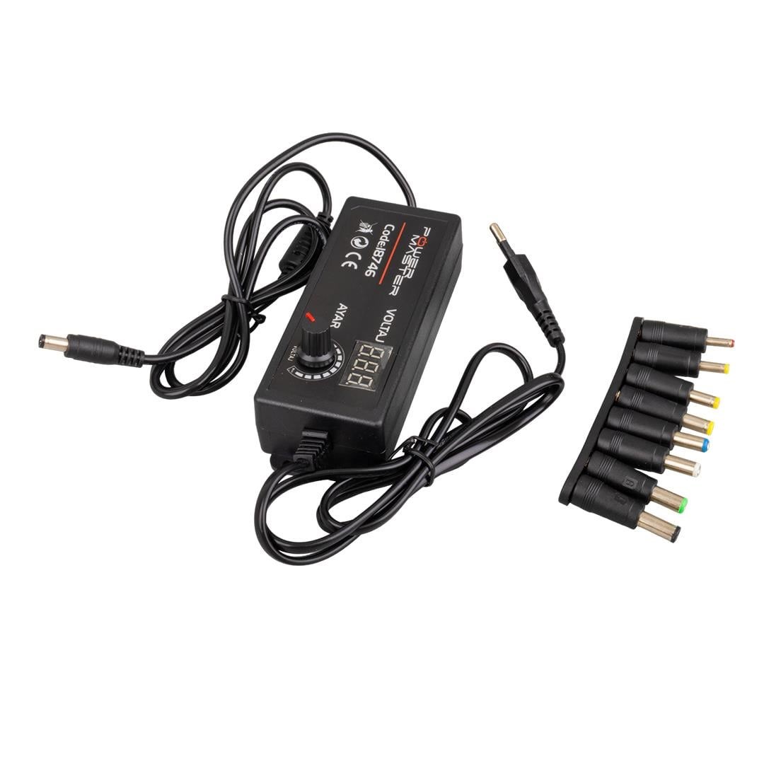 Powermaster PM-18746 Dijital Ekranlı 12 Volt - 24 Volt / 5 Amper Çok Uçlu Ayarlı Kademeli Adaptör