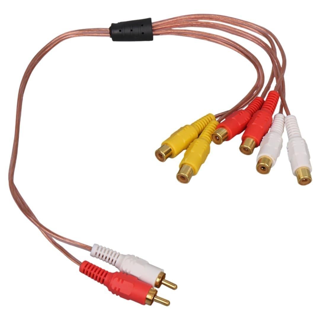 Powermaster PM-24208 2 RCA Erkek - 6 RCA Dişi Ses Çoklayıcı Kablo 40cm Zırhlı Dağıtıcı
