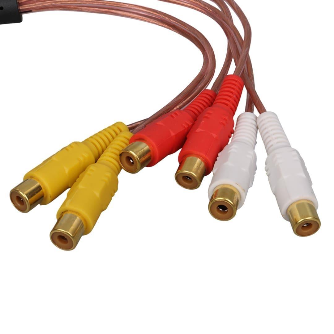Powermaster PM-24208 2 RCA Erkek - 6 RCA Dişi Ses Çoklayıcı Kablo 40cm Zırhlı Dağıtıcı