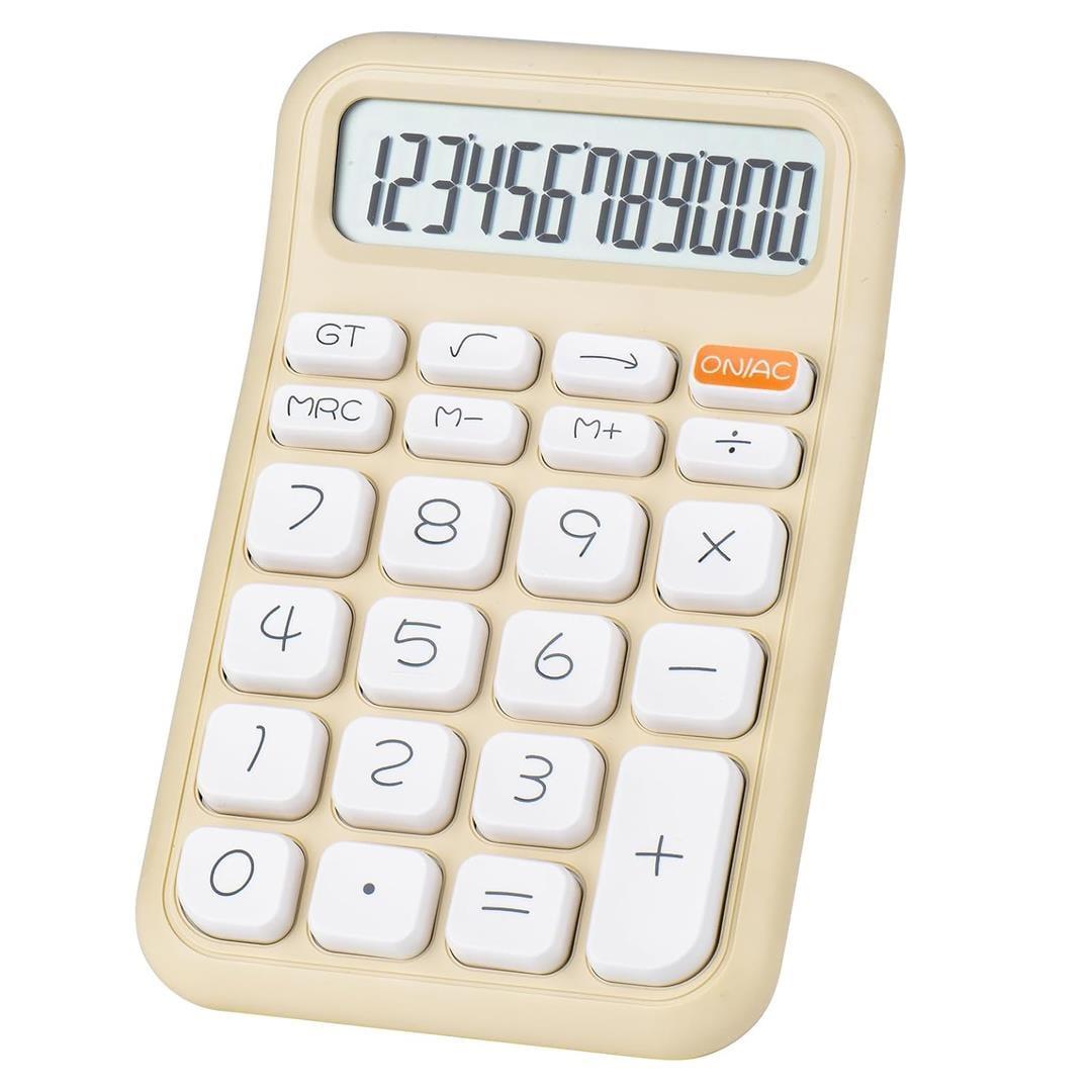 PowerMaster PM-25409 Krem Renk 12 Haneli LCD Ekranlı Masaüstü Hesap Makinesi - Pastel Serisi