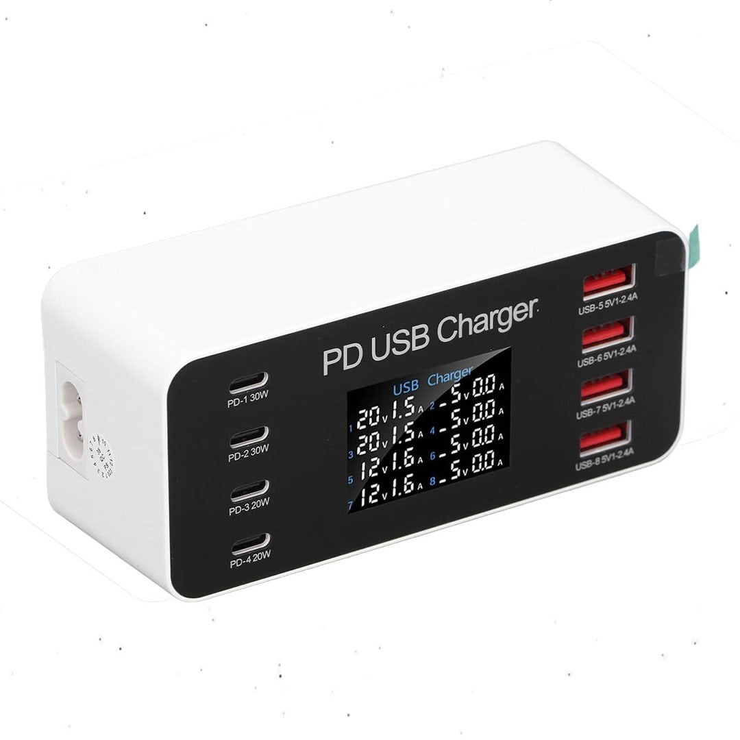 PowerMaster PM-26056 8 Port USB+PD Şarj İstasyonu (4 USB+ 4 PD)