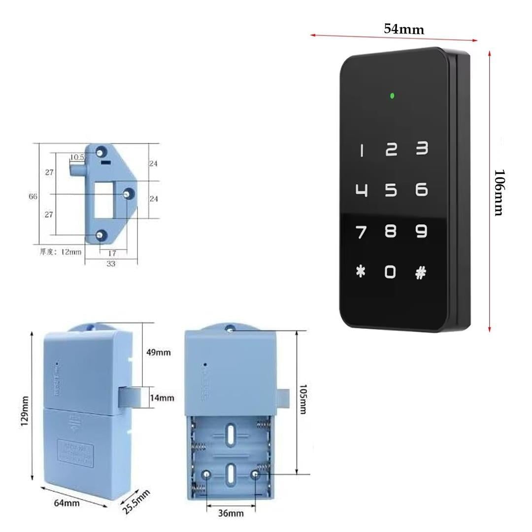 PowerMaster PM-26728 RFID Ve Tuş Panelli Dijital Elektronik Kapı Dolap Kilidi (2'li Paket)