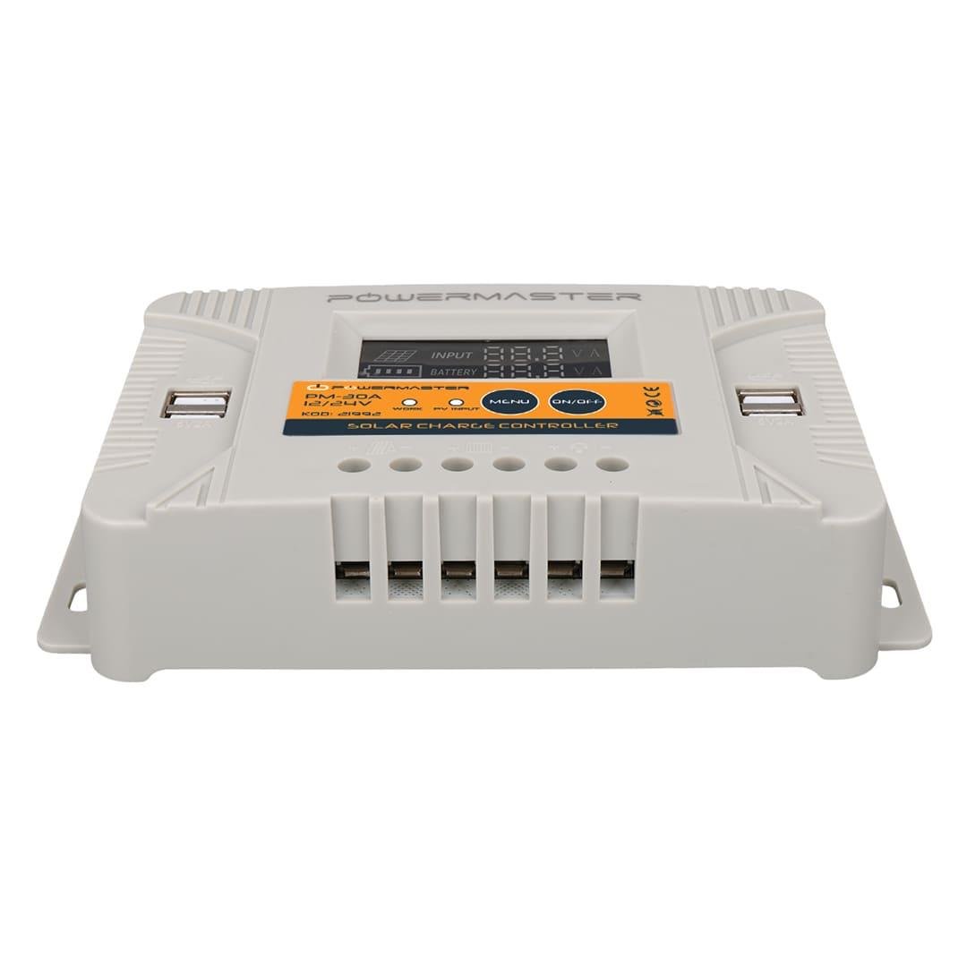 Powermaster PM-30A 12V-24V 30 Amper 4 USB Çıkışlı Dijital Ekranlı Solar Şarj Regülatörü