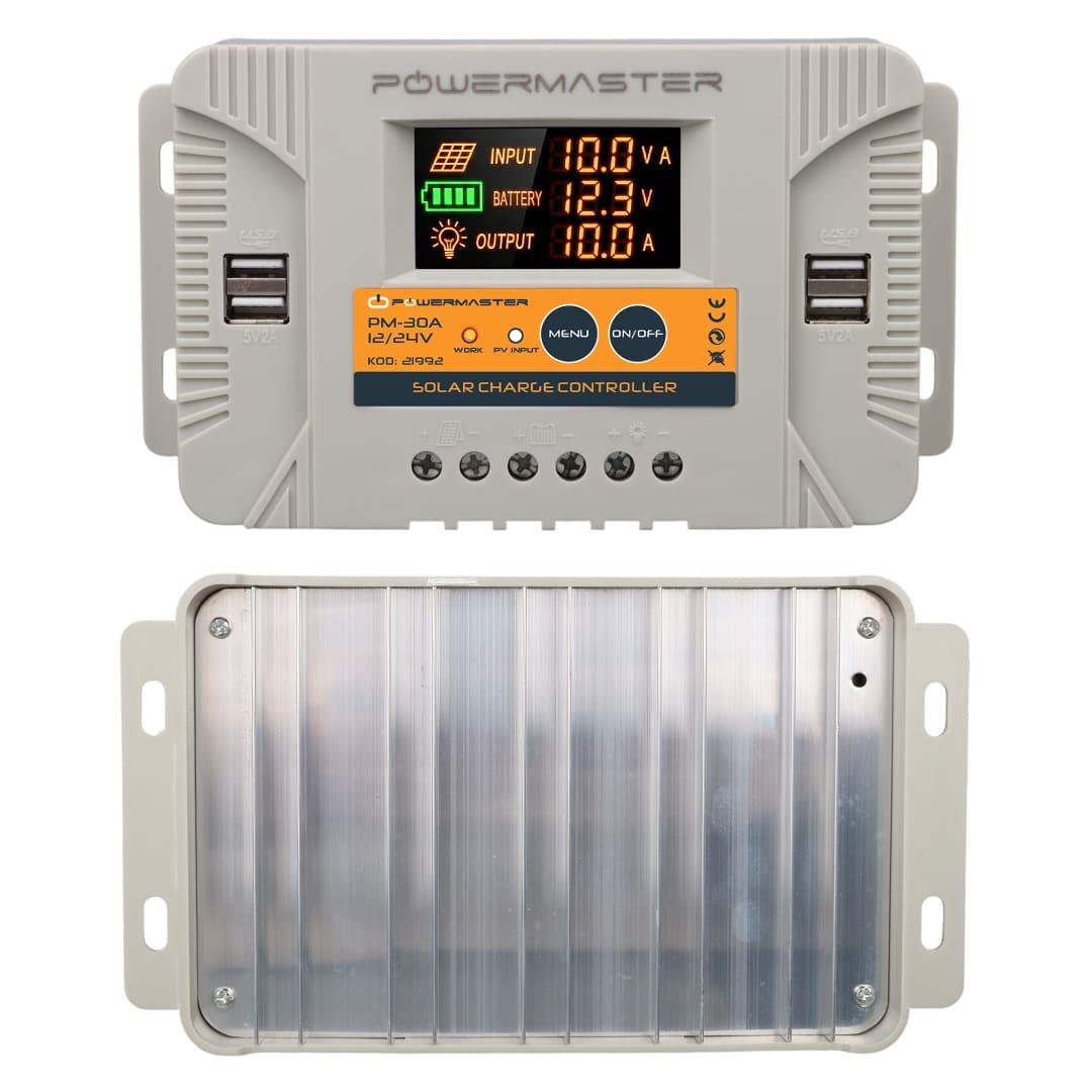 Powermaster PM-30A 12V-24V 30 Amper 4 USB Çıkışlı Dijital Ekranlı Solar Şarj Regülatörü