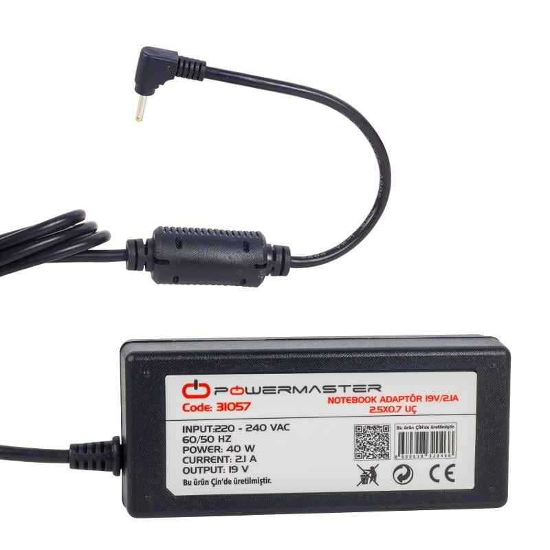Powermaster PM-31057 Asus Uyumlu 19 Volt - 2.1 Amper 2.5*0.7 Mm Uçlu Notebook Adaptör