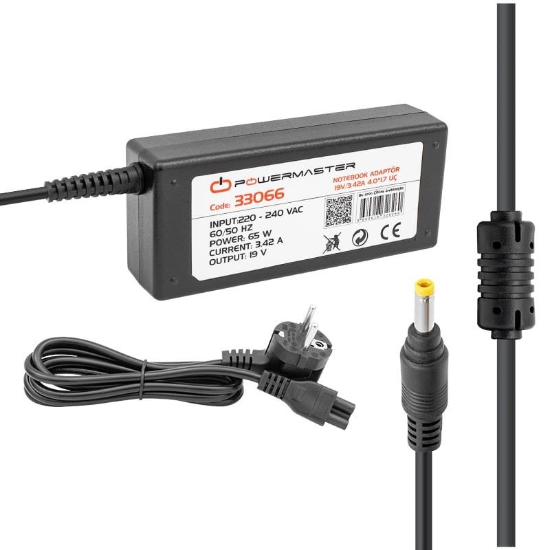 Powermaster PM-33066 19 Volt - 3.42 Amper 4.0*1.7 Mm Uçlu Adaptör (Casper Notebook)