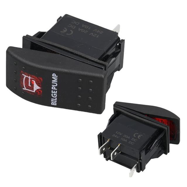 Powermaster ﻿Sintine Pompa Sembollü Işıklı 3 Pinli On-Off 12-24V Marin Switch